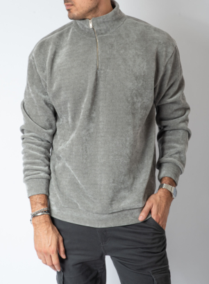 ΜΠΛΟΥΖΑ ZIP VELVET RIB